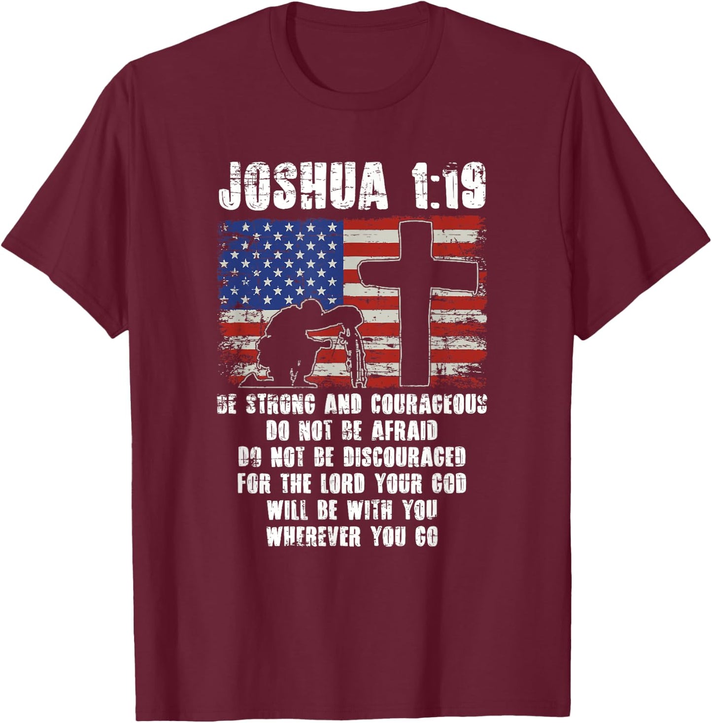 Holy Bible Verse Patriotic Christian Gift USA Flag Prayer T-Shirt - T-Shirt | Maroon