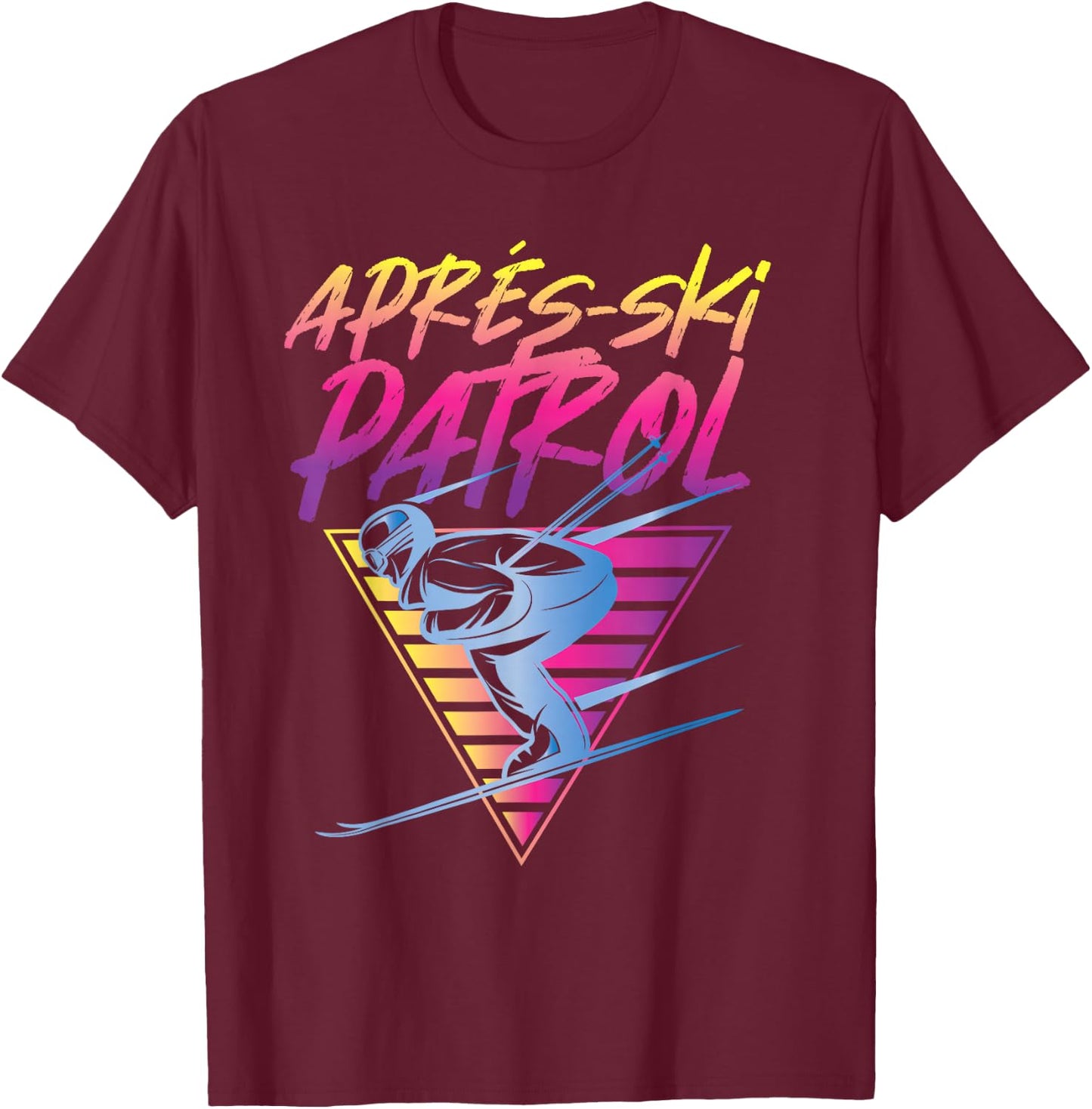 Retro Vintage 80s Apres Ski Patrol T-Shirt - T-Shirt | Maroon