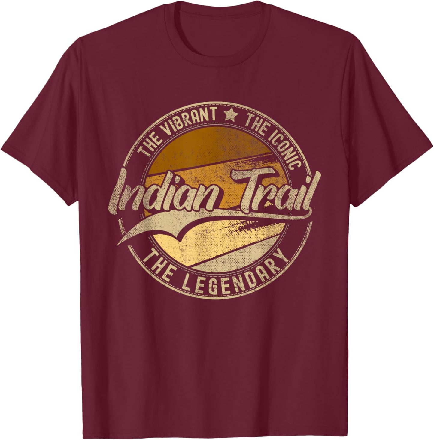 Indian Trail NC | North Carolina | Vintage Distressed T-Shirt - T-Shirt | Maroon