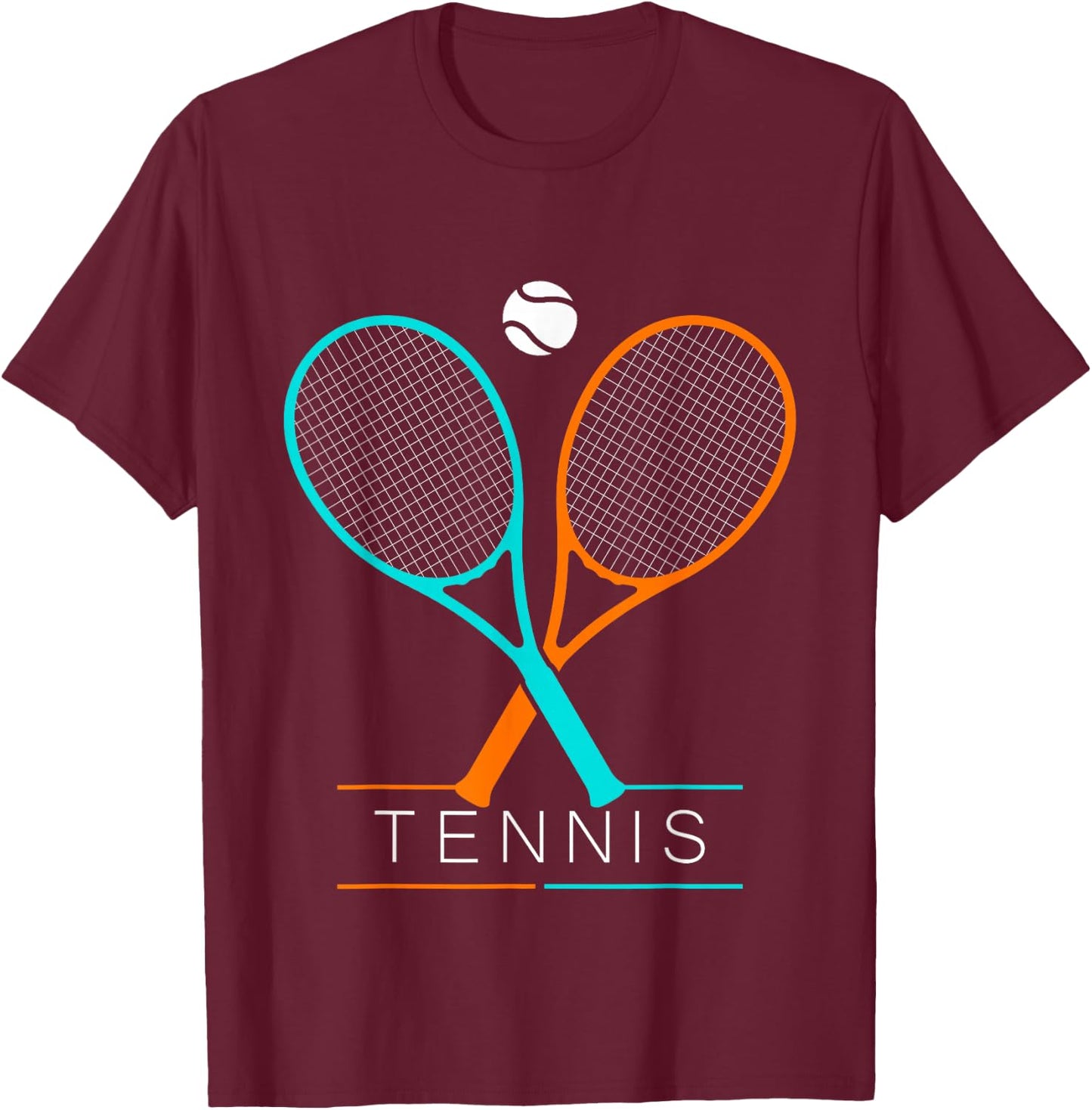 Tennis Women Men Children Tennis Racket & Ball T-Shirt - T-Shirt | Maroon