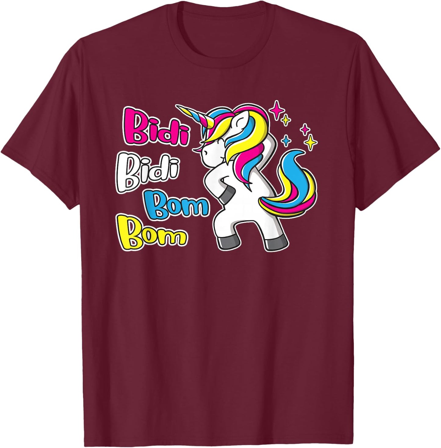 Bidi Bidi Bom Bom Dancing Rainbow Unicorn Latina Cumbia T-Shirt - T-Shirt | Maroon