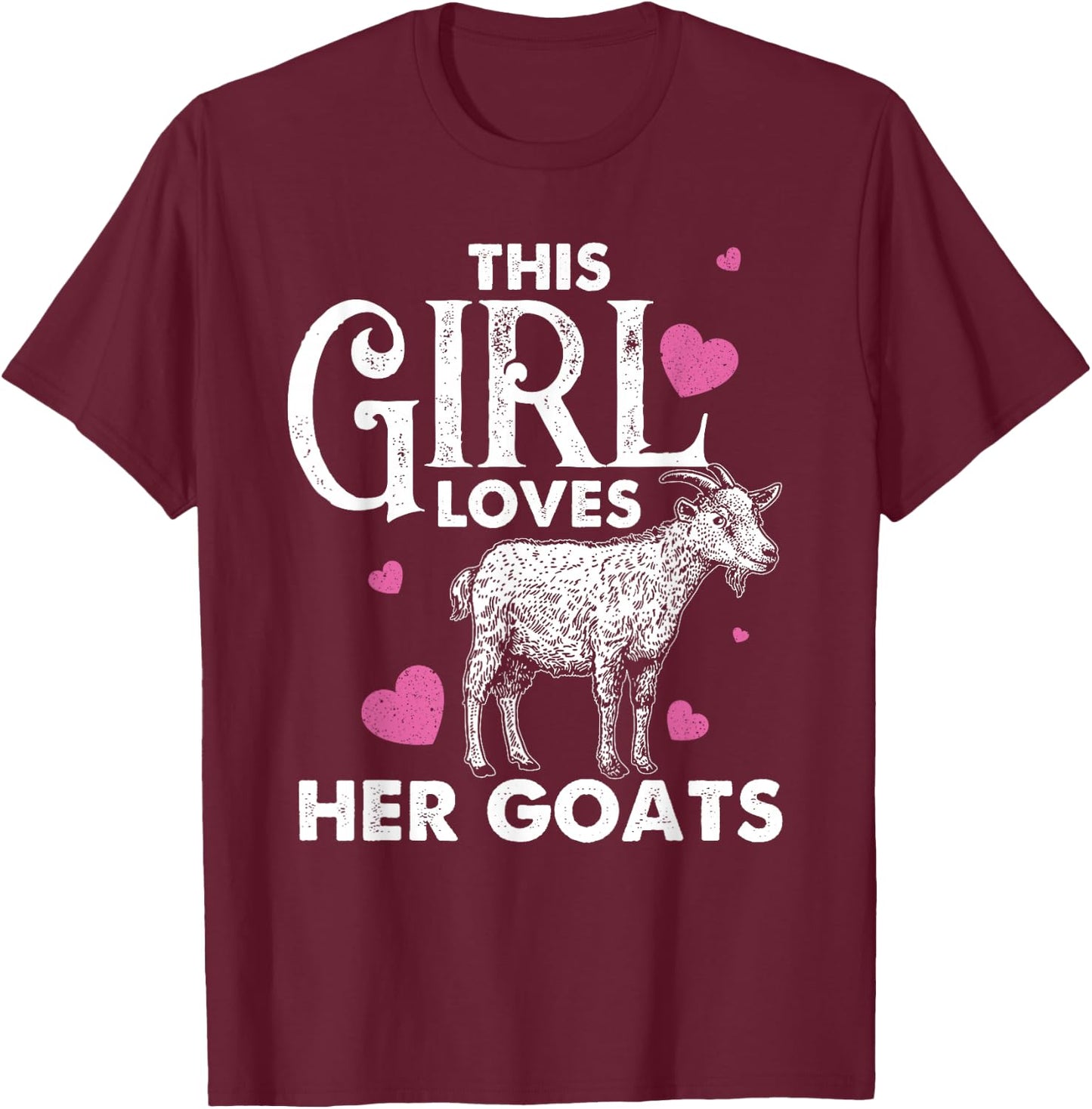Cool Country Livestock Farm Kids Crazy Goat Lady Funny Goat Gift Girls Animal Farming Farmer Lovers T-Shirt - T-Shirt | Maroon