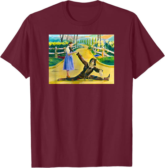 Land of Oz Dorothy Oz Scarecrow Vintage Wizard of OZ Poster T-Shirt - T-Shirt | Maroon