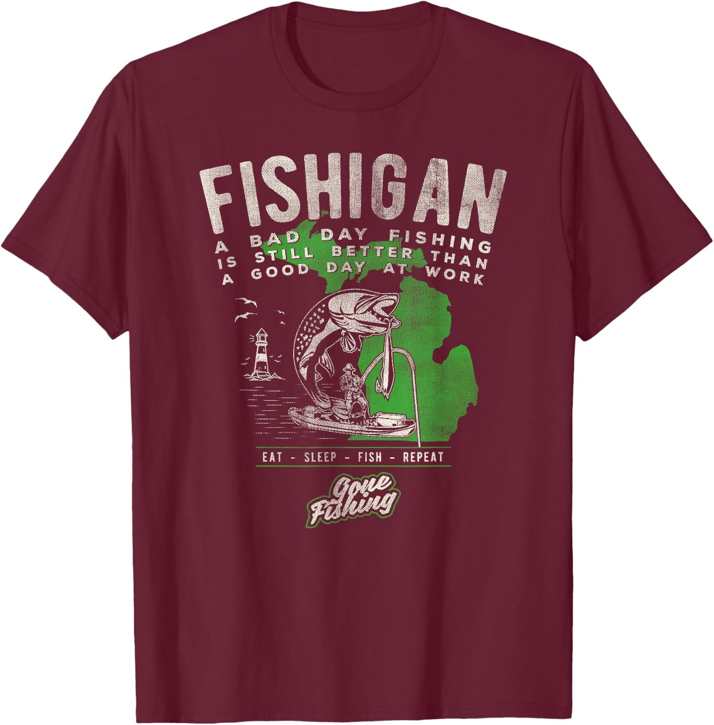 Fishigan Michigan Fishing Gift Apparel women novelty T-Shirt - T-Shirt | Maroon