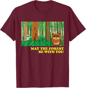Star Wars Ewok May the Forest Be With You T-Shirt - T-Shirt | Maroon