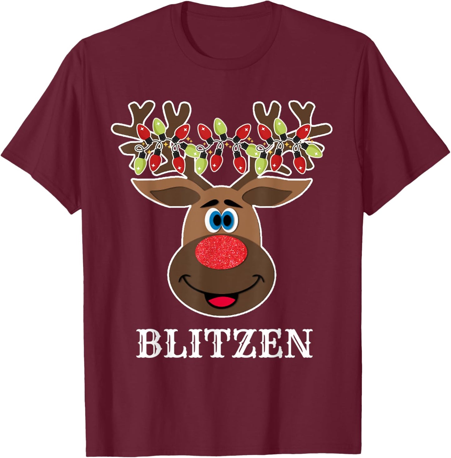 Santa Reindeer Blitzen Xmas Group Costume T-Shirt - T-Shirt | Maroon