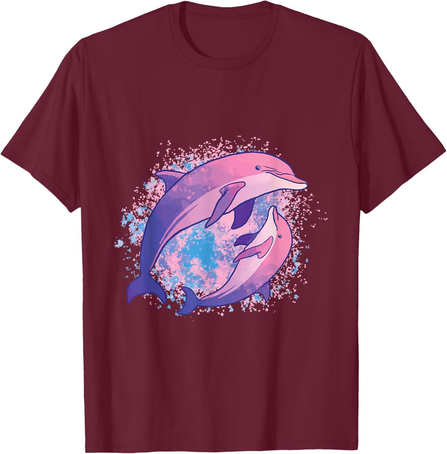 Cute Tie-dye Dolphin shirt Parent And Child Dolphins T-Shirt - T-Shirt | Maroon