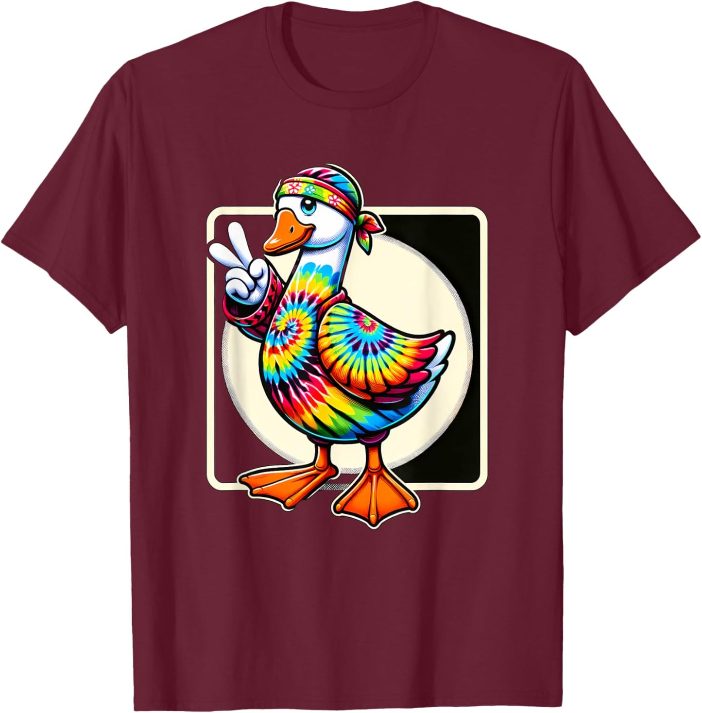 Peace Sign Tie Dye Goose T-Shirt - T-Shirt | Maroon