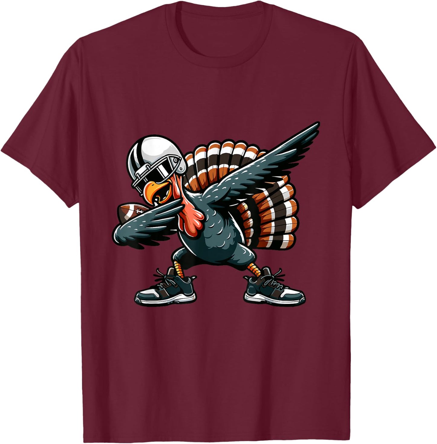 Dabbing Turkey Bowl Football Kids Men Boys Thanksgiving T-Shirt - T-Shirt | Maroon