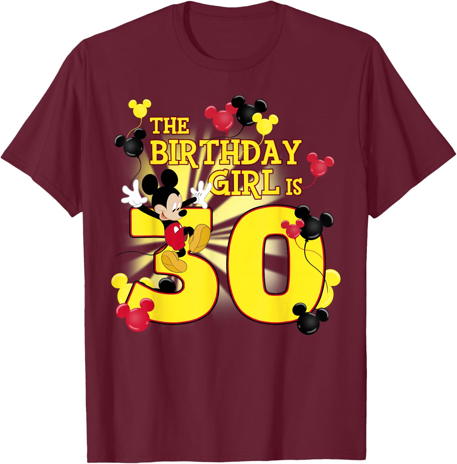 Disney Mickey and Friends Mickey 30th Birthday Girl T-Shirt - T-Shirt | Maroon
