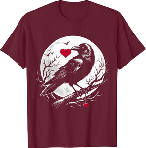 Goth Raven Heart - Dark Love - Gothic Valentines Day T-Shirt - T-Shirt | Maroon
