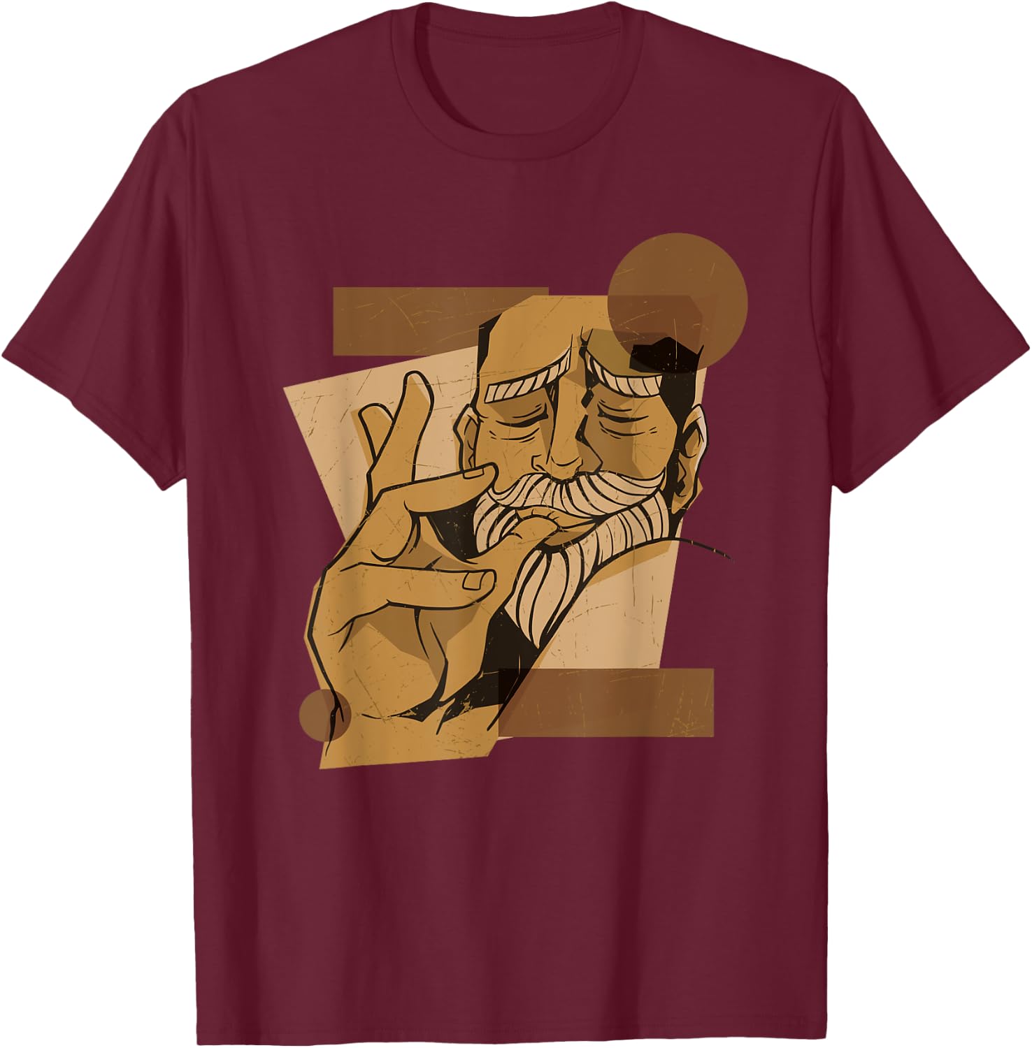 Man Licking Fingers Lick Food Delicious Cartoon T-Shirt - T-Shirt | Maroon
