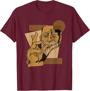 Man Licking Fingers Lick Food Delicious Cartoon T-Shirt - T-Shirt | Maroon
