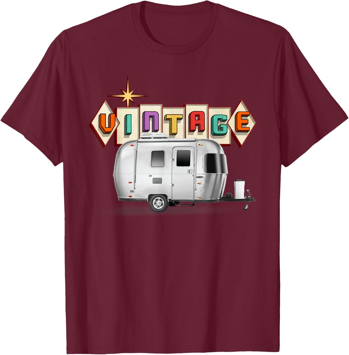 The perfect retro Airstream camping trailer . T-Shirt - T-Shirt | Maroon