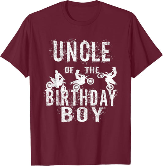Uncle Of The Birthday Boy Dirt Bike B-day Party T-Shirt - T-Shirt | Maroon