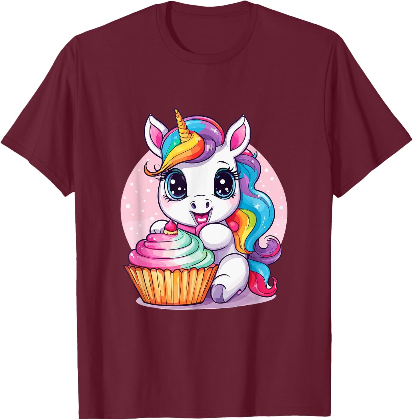 Unicorn Cupcake Sweet Dessert Delicious Baker T-Shirt - T-Shirt | Maroon