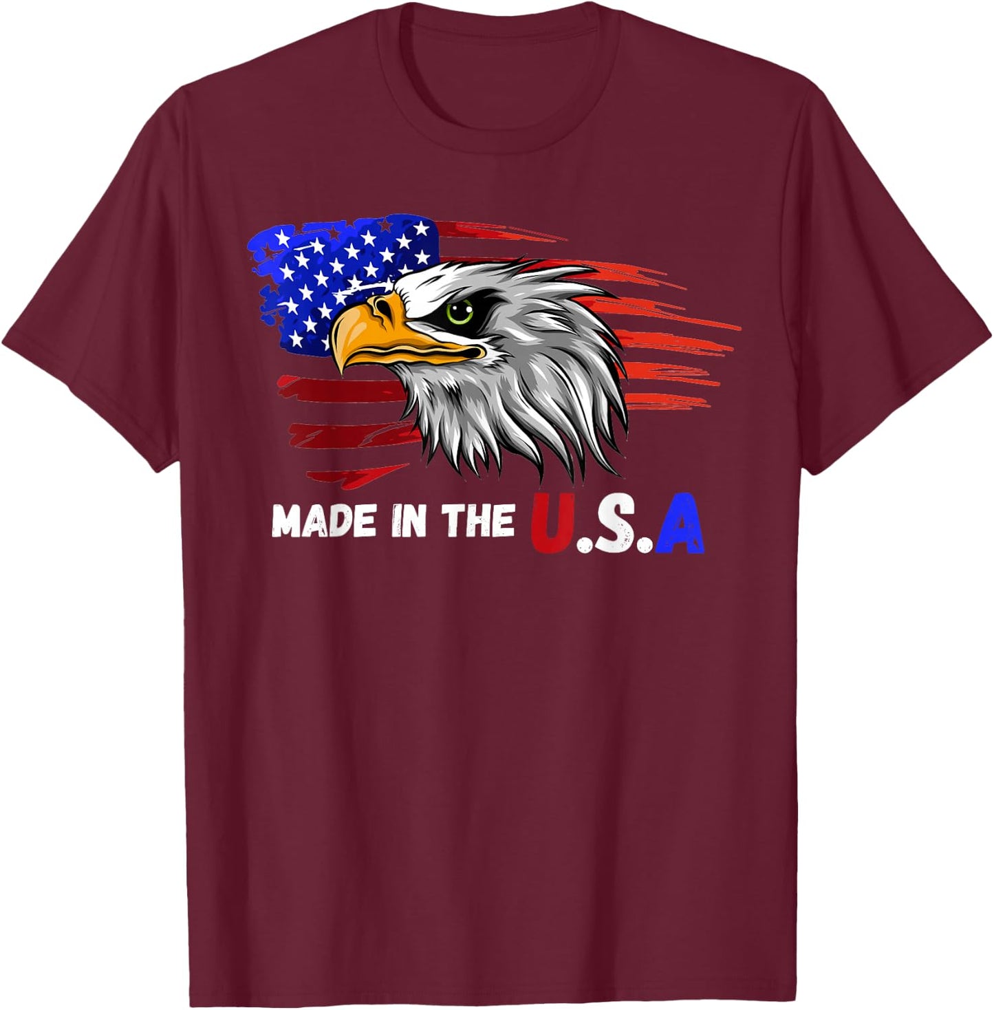 Made In The U.S.A Bald Eagle Patriotic Flag Tattoo T-Shirt - T-Shirt | Maroon