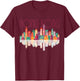 Hong Kong Travel Harbor Night City Line T-Shirt - T-Shirt | Maroon