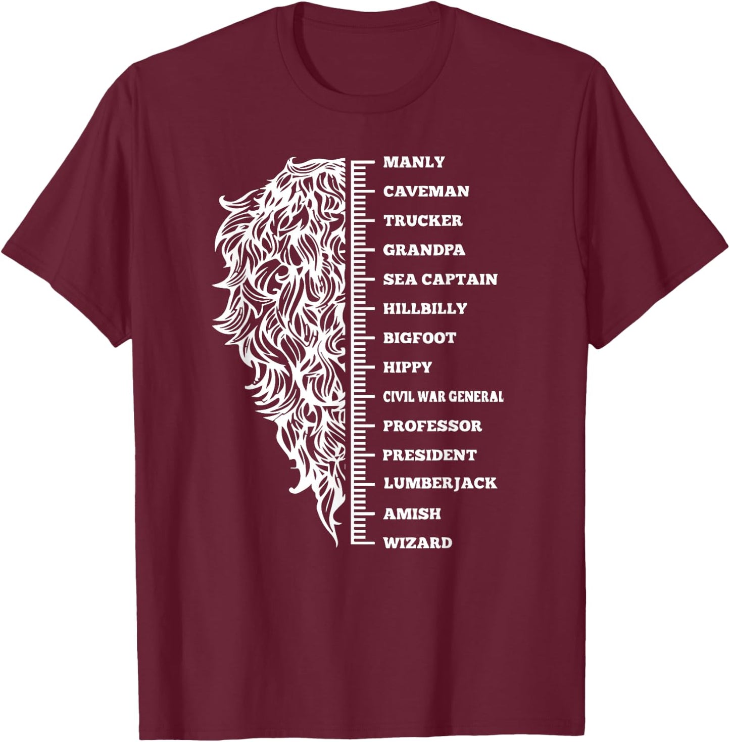 Beard length grow and growth table fun T-Shirt - T-Shirt | Maroon