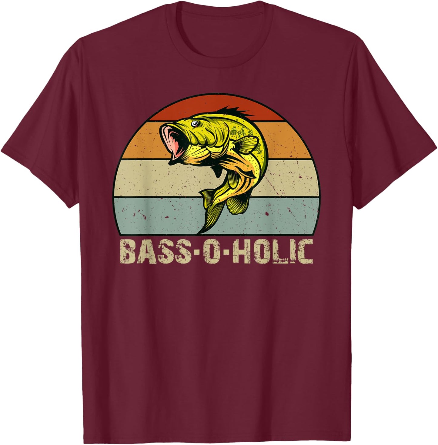 Bass-o-holic Addicted to Bass Fishing Gifts T-Shirt - T-Shirt | Maroon