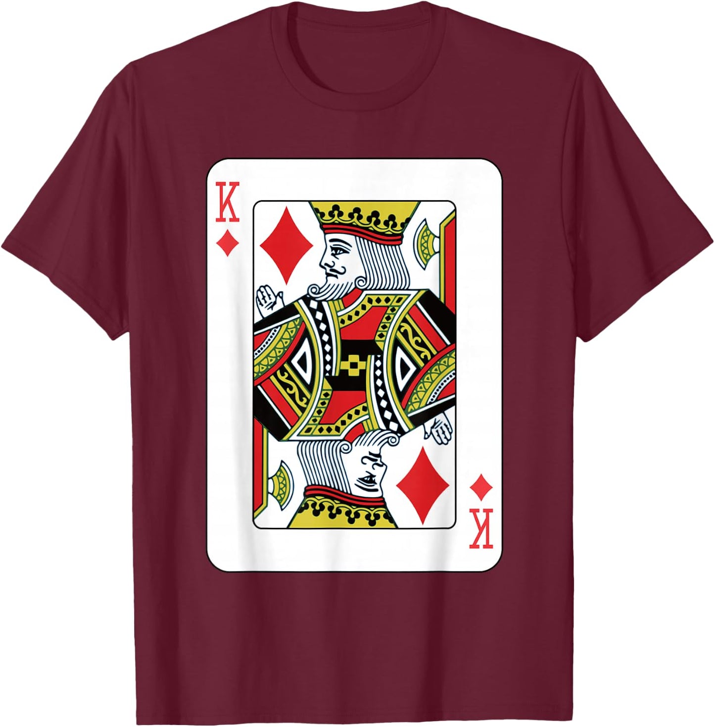 King of Diamonds Playing Card Poker T-Shirt - T-Shirt | Maroon