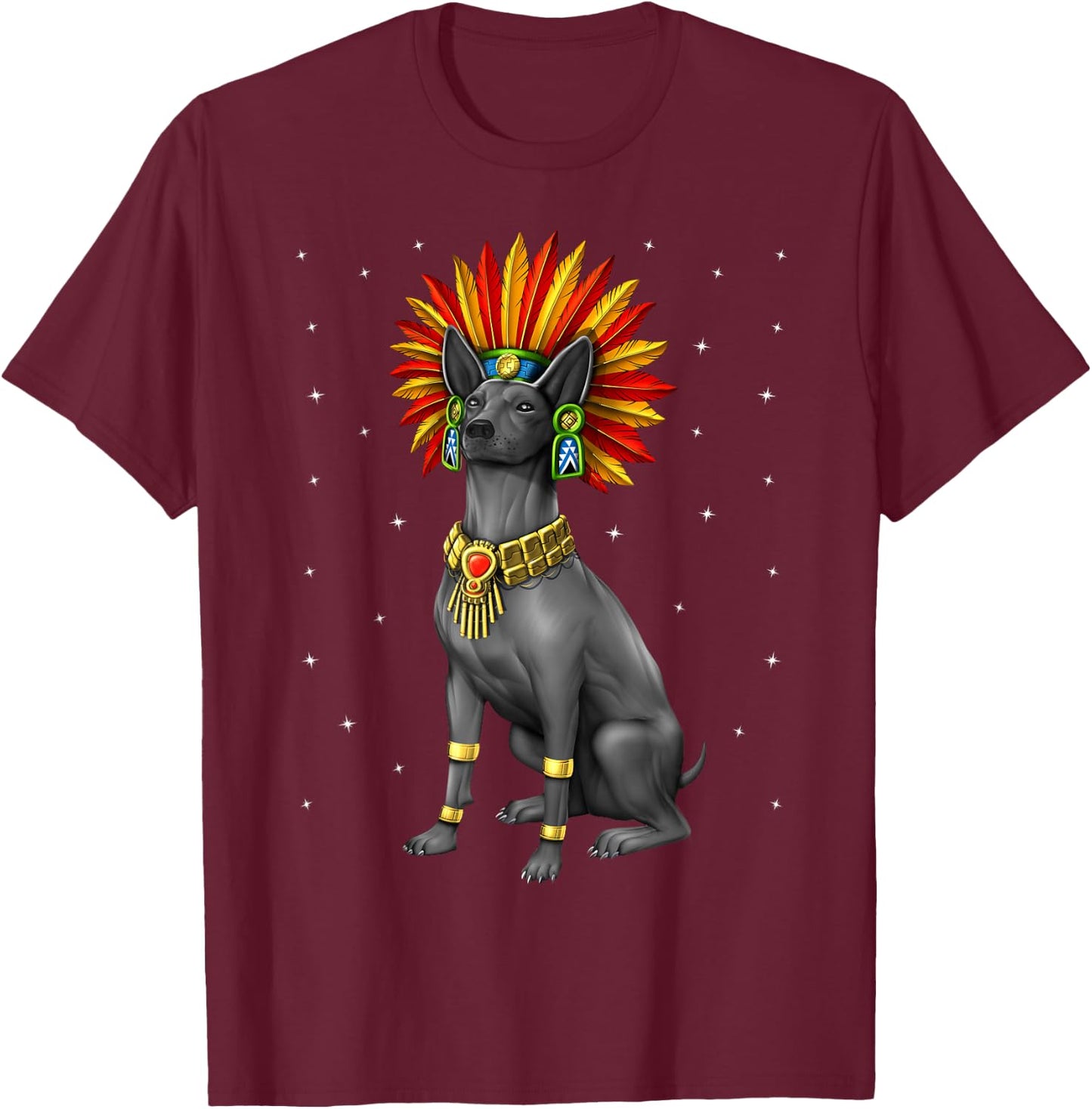 Aztec Xolo Dog Xoloitzcuintle T-Shirt - T-Shirt | Maroon