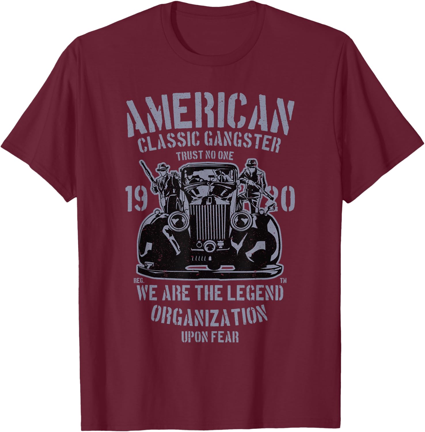Vintage Classic American Mob Gangster - 1920s NYC T-Shirt - T-Shirt | Maroon
