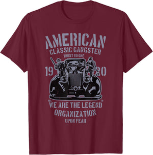 Vintage Classic American Mob Gangster - 1920s NYC T-Shirt - T-Shirt | Maroon