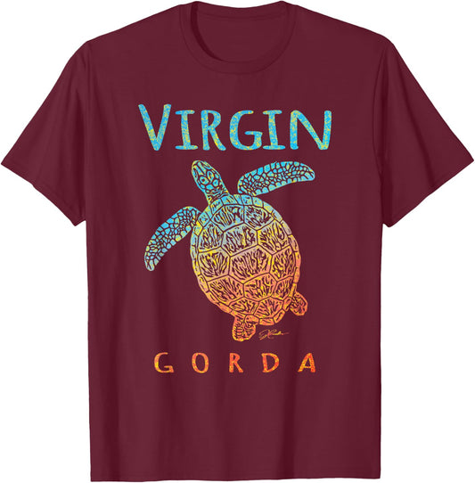JCombs: Virgin Gorda, BVI, Sea Turtle, Beach T-Shirt - T-Shirt | Maroon