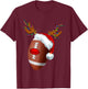 Christmas Football Ball Santa Hat Reindeer Xmas Boys Men T-Shirt - T-Shirt | Maroon