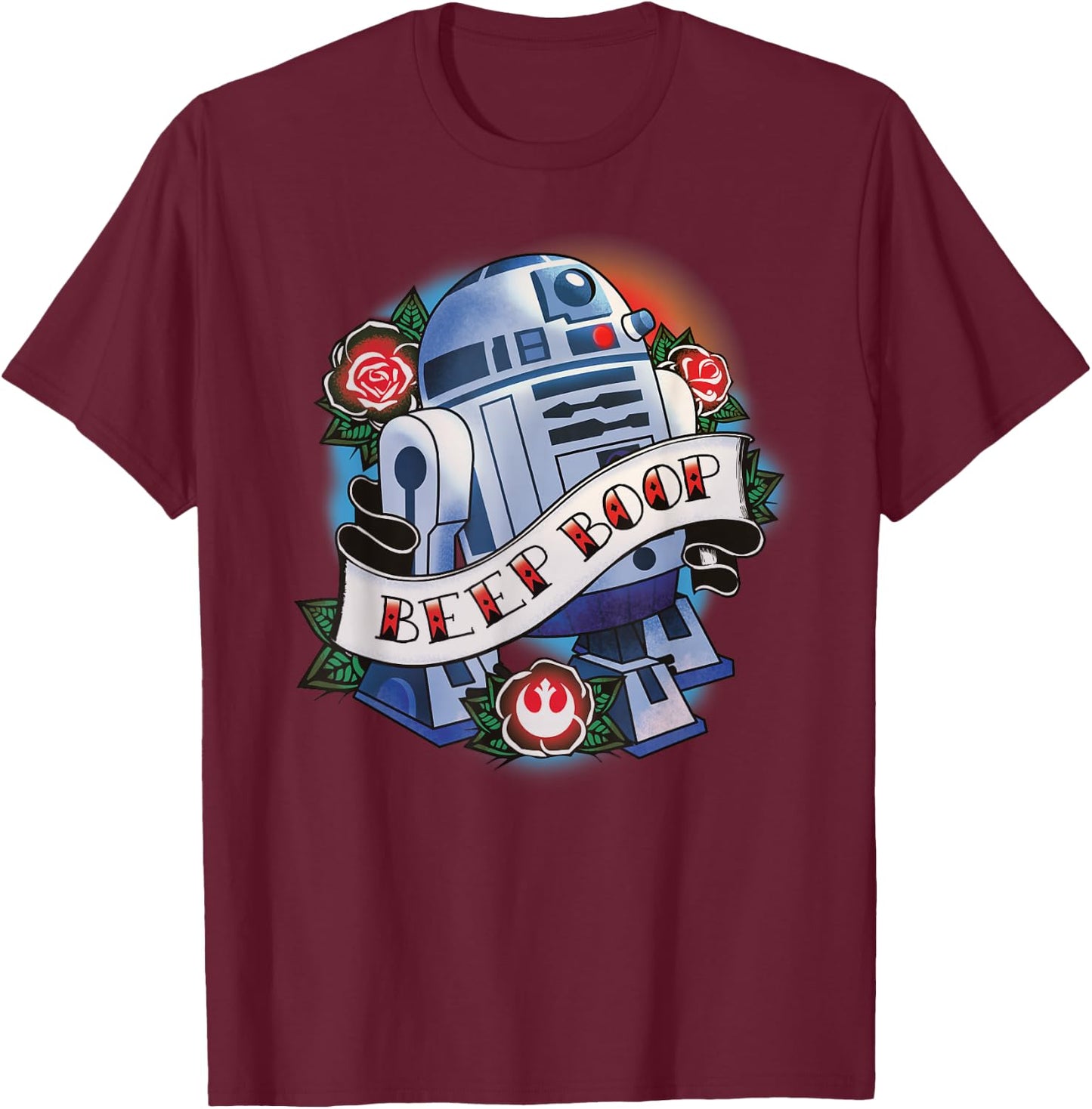 Star Wars R2-D2 Tattoo Art T-Shirt - T-Shirt | Maroon