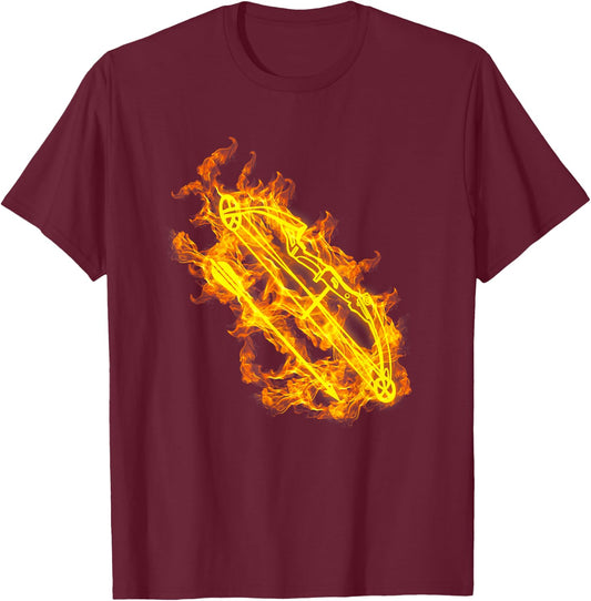 Fire Archery Bow And Arrow Flaming Archer T-Shirt - T-Shirt | Maroon