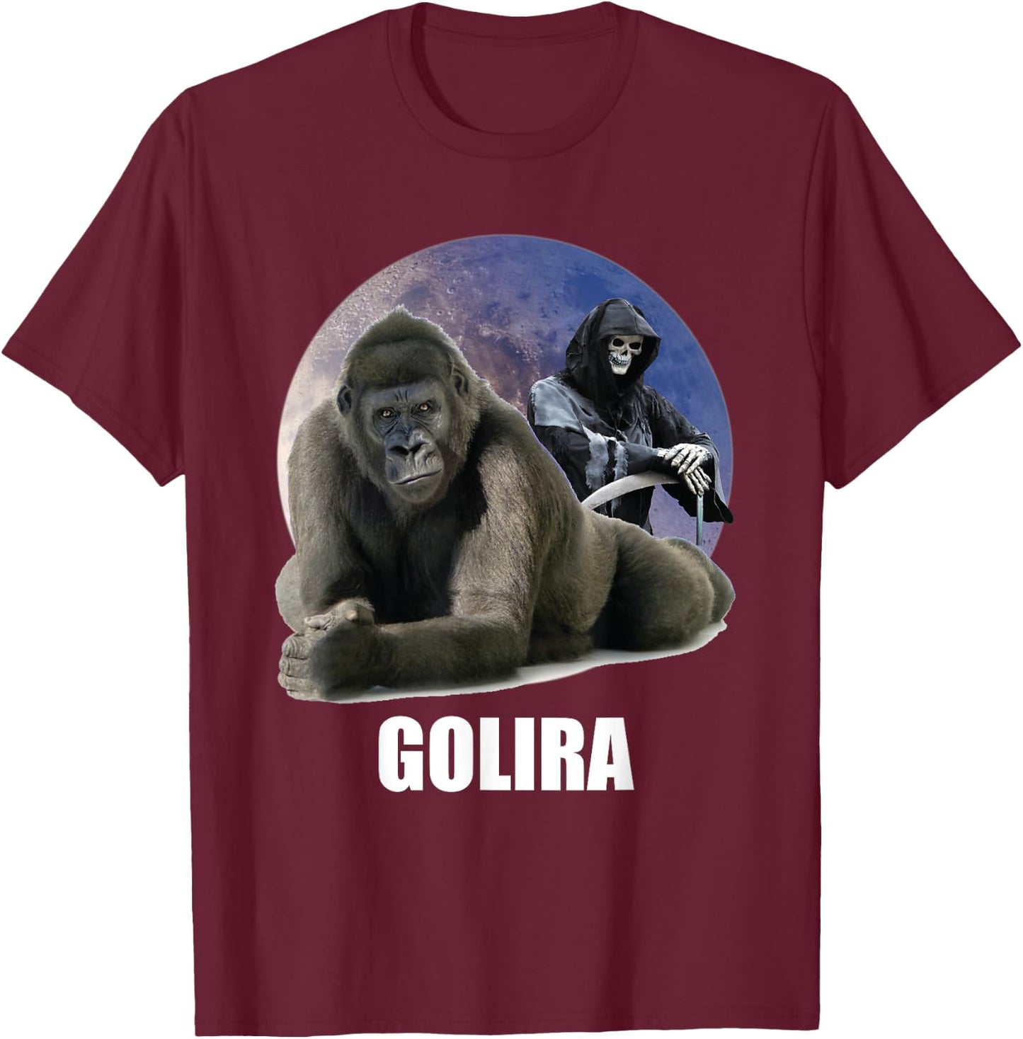 Ironic Gorilla Cringe Weird Silly Odd Sarcastic Dumb Meme T-Shirt - T-Shirt | Maroon