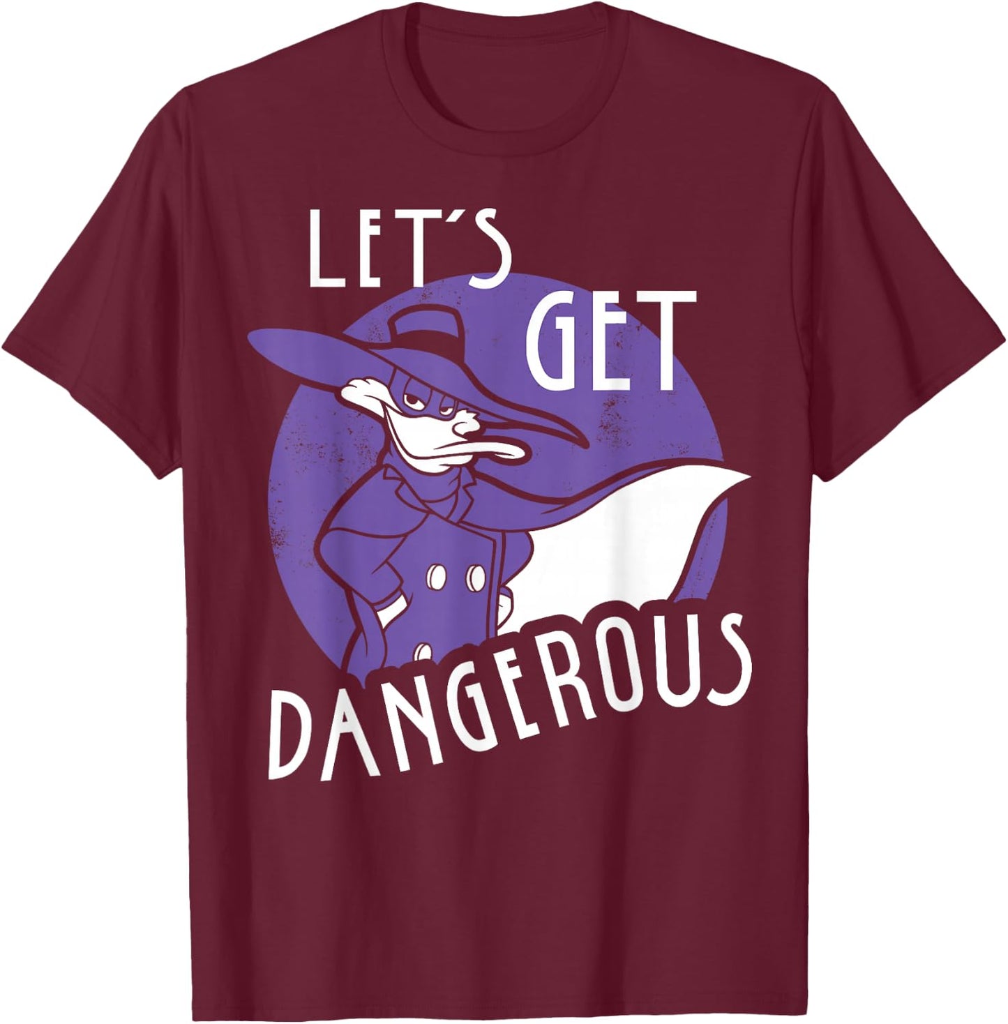 Disney Darkwing Duck Let's Get Dangerous Retro Circle Pose T-Shirt - T-Shirt | Maroon