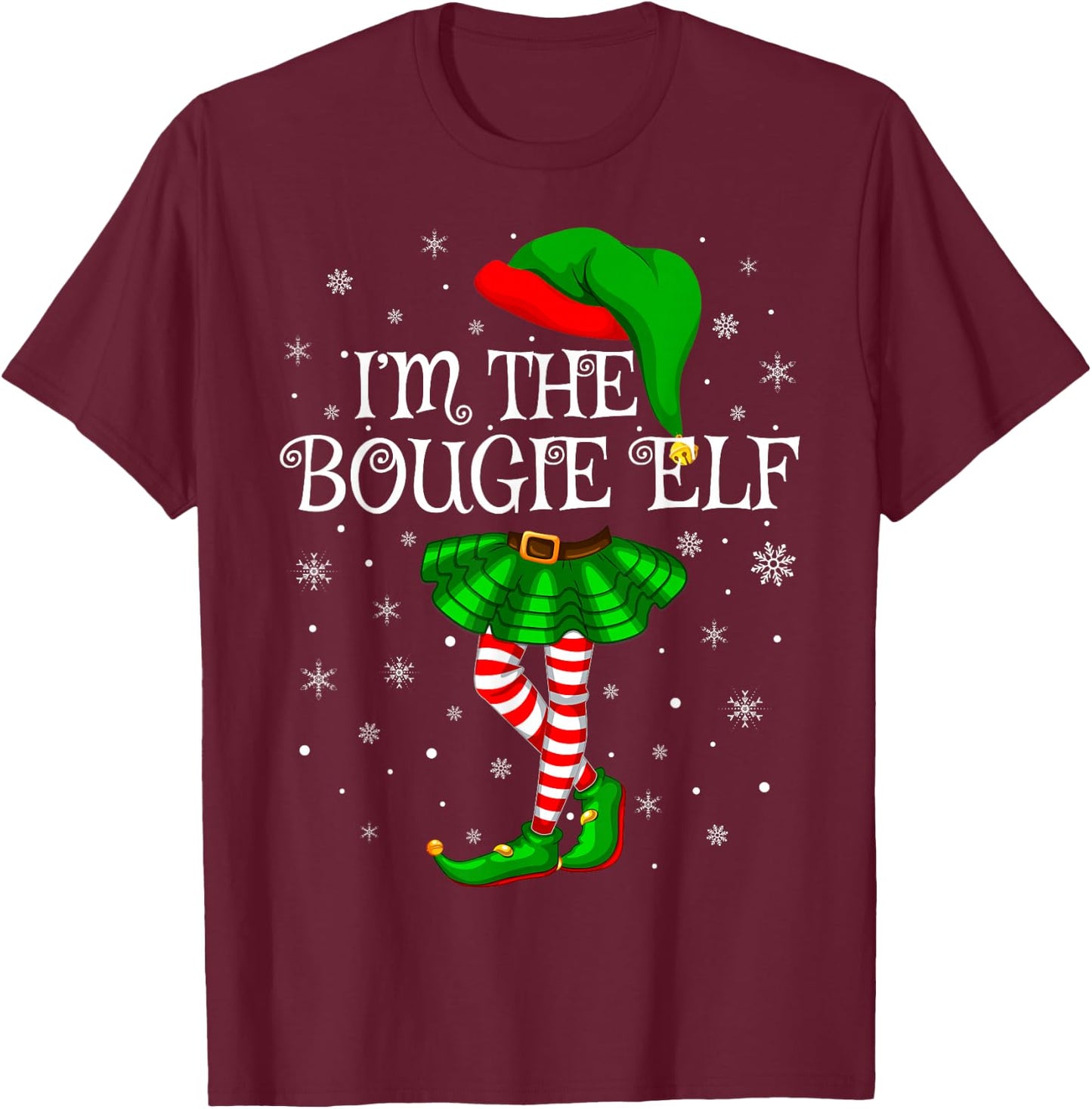 Bougie Elf Christmas Matching Family Women Girls Elf T-Shirt - T-Shirt | Maroon
