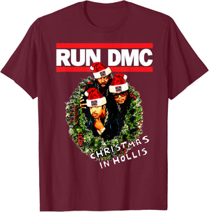 Run DMC Christmas In Hollis Black T-Shirt - T-Shirt | Maroon