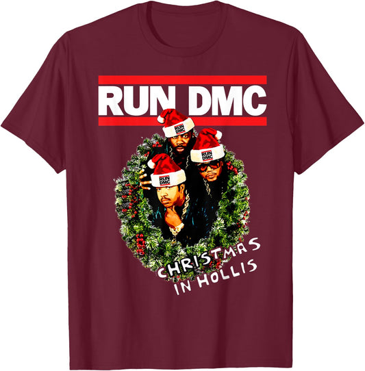 Run DMC Christmas In Hollis Black T-Shirt - T-Shirt | Maroon