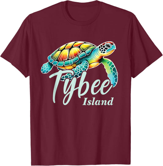 Tybee Island Georgia, Tybee Island Sea Turtle, Tybee Island T-Shirt - T-Shirt | Maroon
