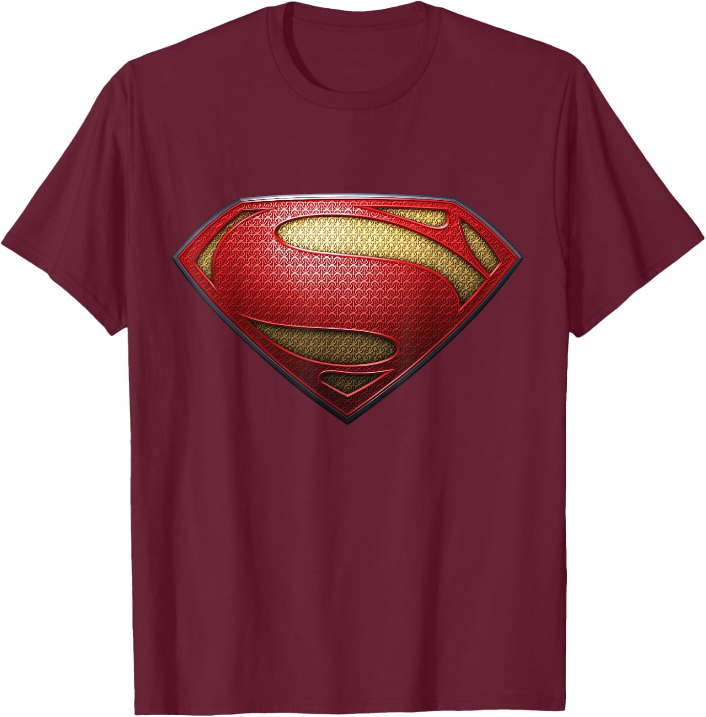 DC Man Of Steel Logo Texturedd T-Shirt - T-Shirt | Maroon