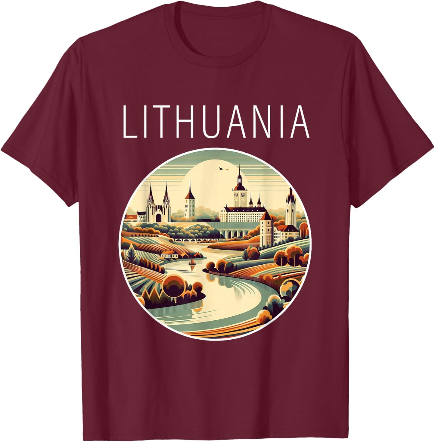 Lithuania scenery Art Deco T-Shirt - T-Shirt | Maroon