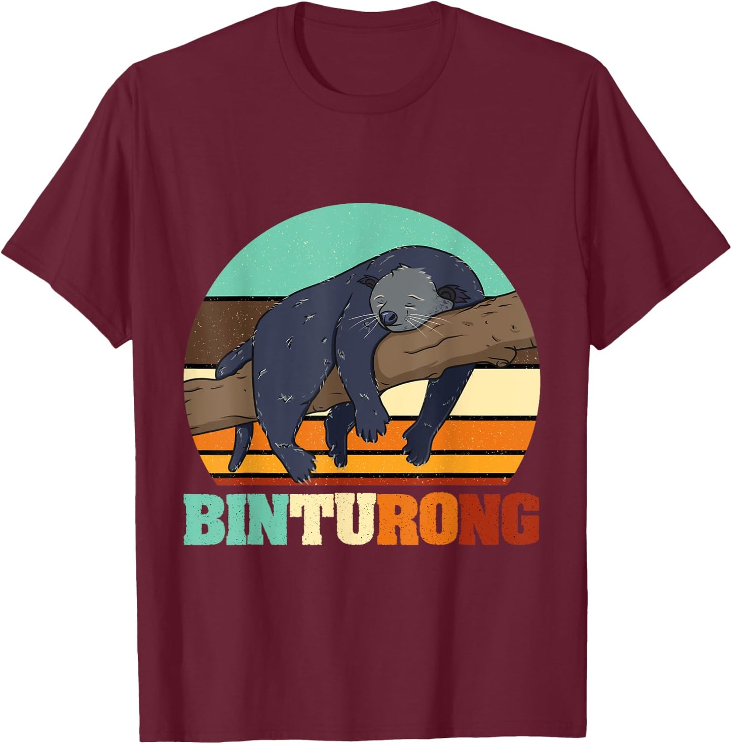Vintage Binturong Animal Lover Sunset T-Shirt - T-Shirt | Maroon