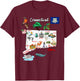 Illustrated map of Connecticut in the USA, cities T-Shirt - T-Shirt | Maroon