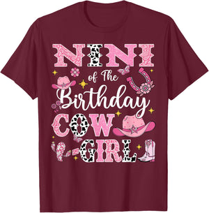 Nini Of The Birthday Cow-Girl Rodeo Cow Girl Birthday T-Shirt - T-Shirt | Maroon