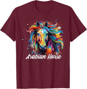 Arabian Horse Paint Splatter, Arabian Horse T-Shirt - T-Shirt | Maroon