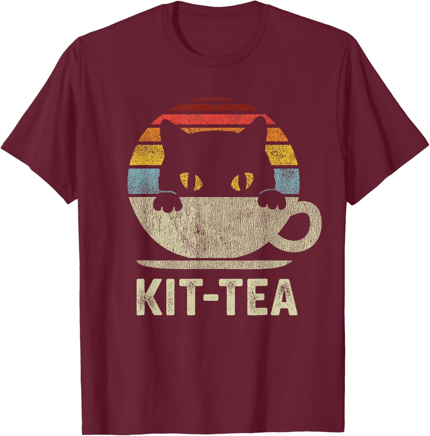 Kit Tea Black Kitty Cat Tea Lover Gift T-Shirt - T-Shirt | Maroon