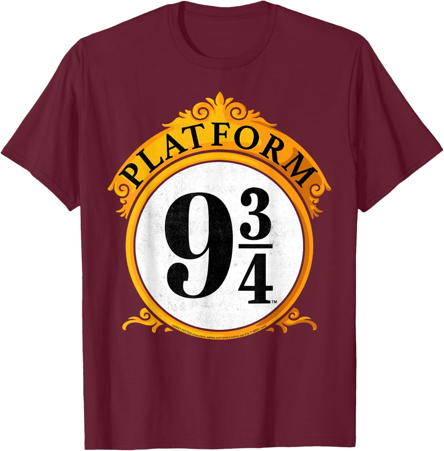 Harry Potter Platform 9 &3/4 Sign T-Shirt - T-Shirt | Maroon