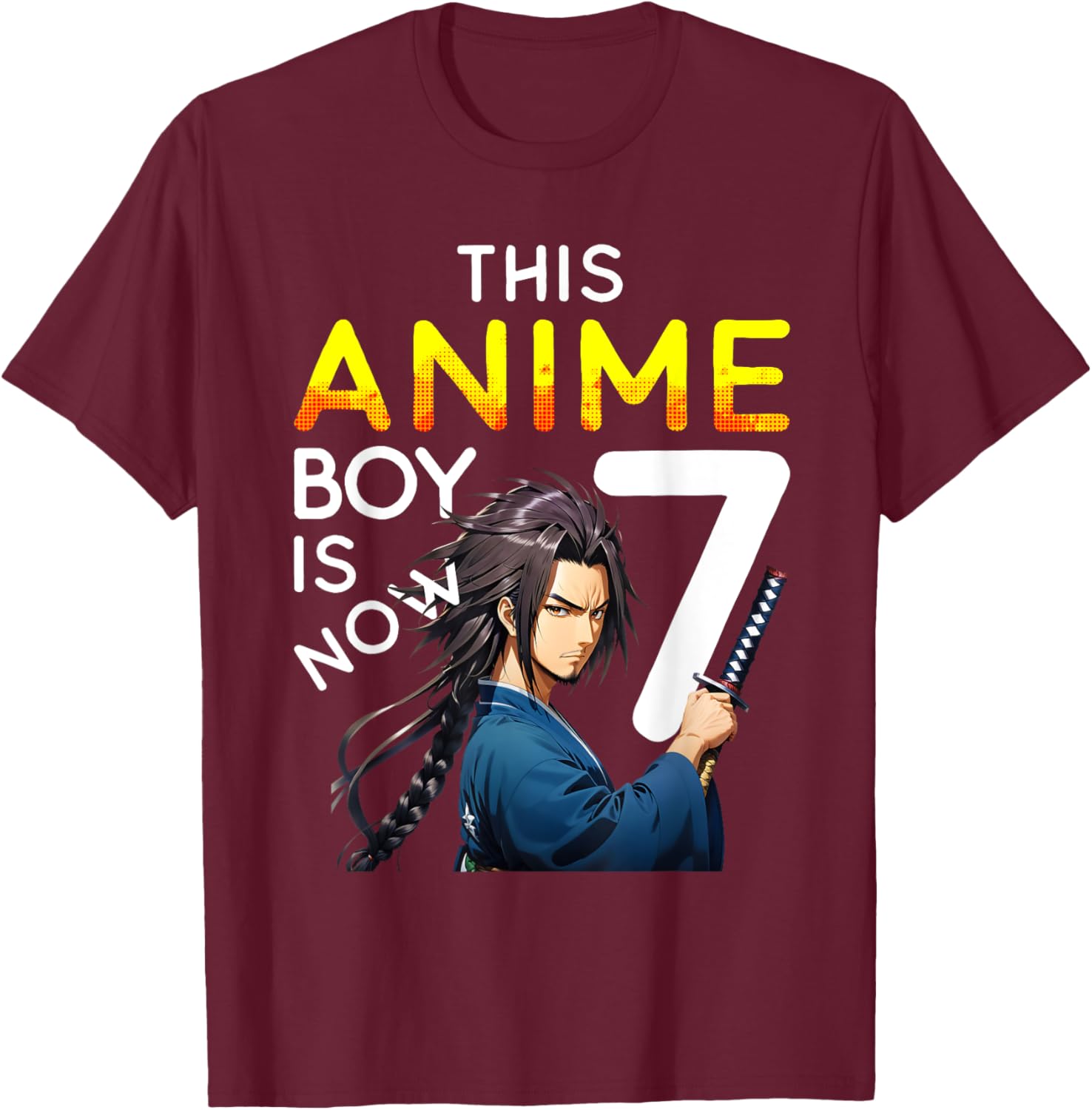 This Anime Boy Is Now 7 Years Old 7th Birthday Kawaii Kids T-Shirt - T-Shirt | Maroon