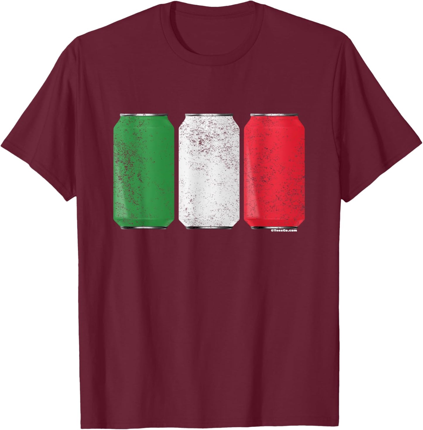 Cool Graphic Beer Cans Italy Flag T-Shirt - T-Shirt | Maroon