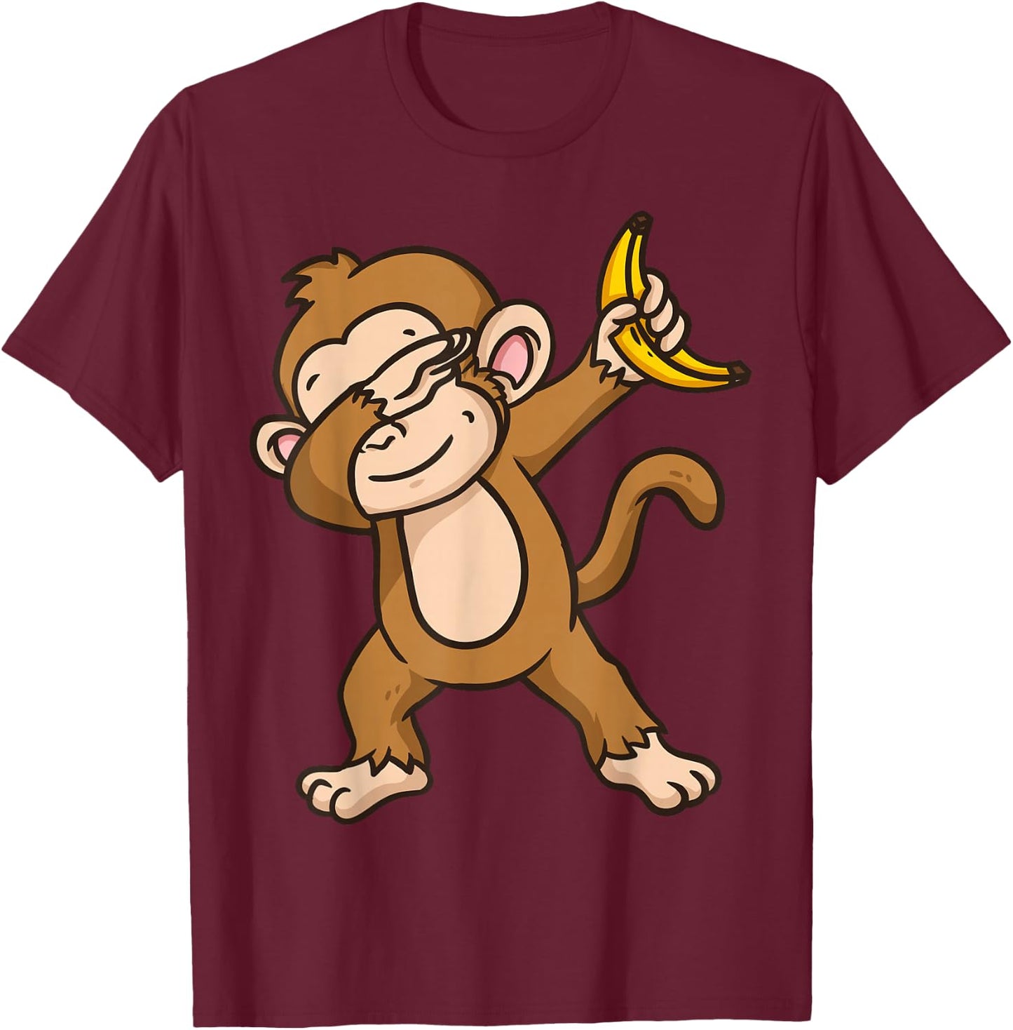 Monkey Dabbing Funny T-Shirt - T-Shirt | Maroon