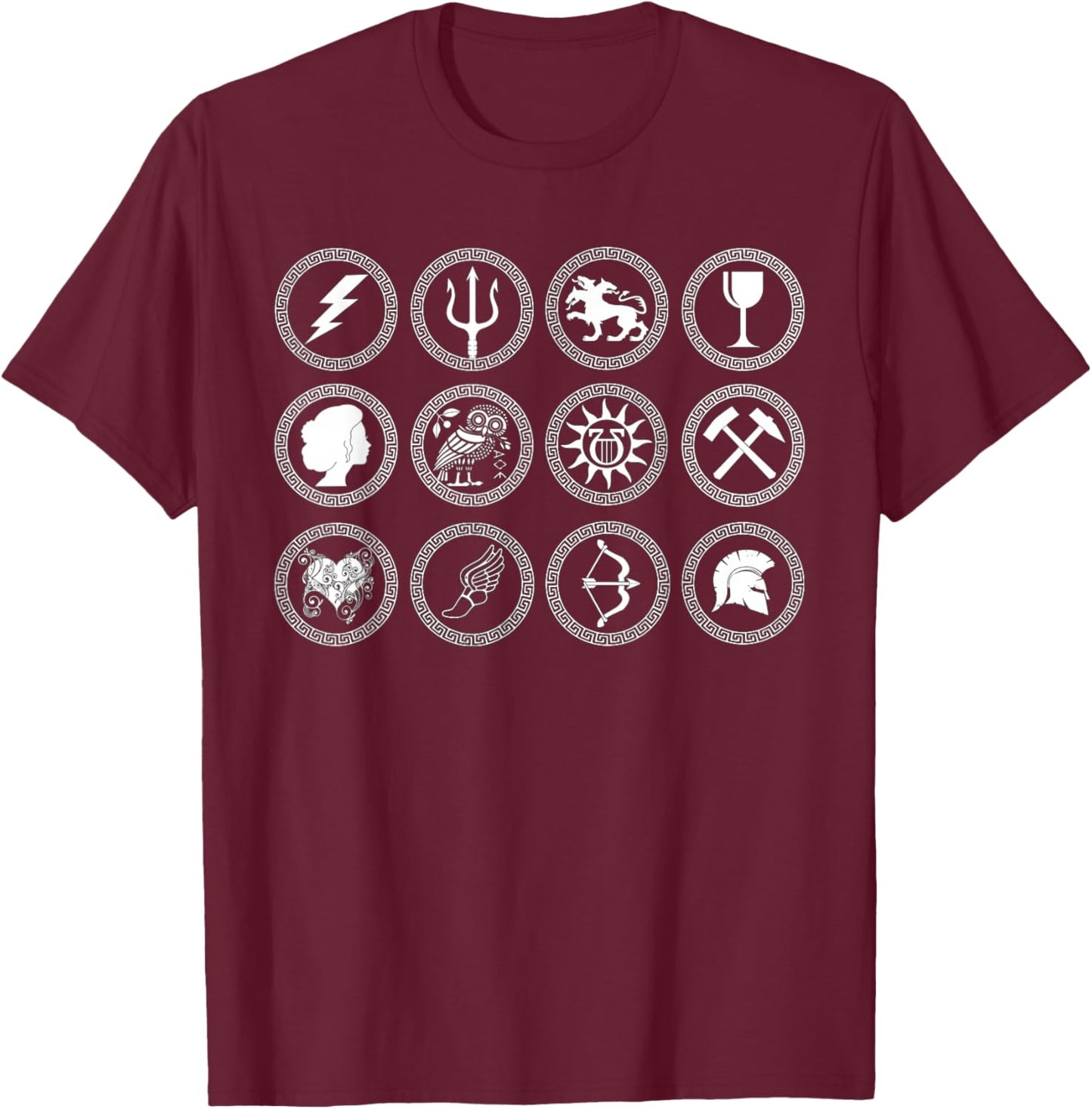 Greek Gods and Goddesses of Olympus Greek Mythology T-Shirt - T-Shirt | Maroon